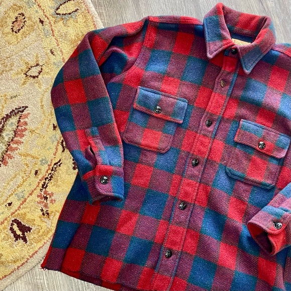 Vintage 1950s Congress Sportswear Macys Mens Classic Plaid Wool Flannel Coat - Picture 2 of 15